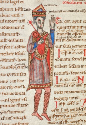 Darstellung eines Kaisers (?) aus dem Cod. WLB iur. fol. 71, f. 130rb